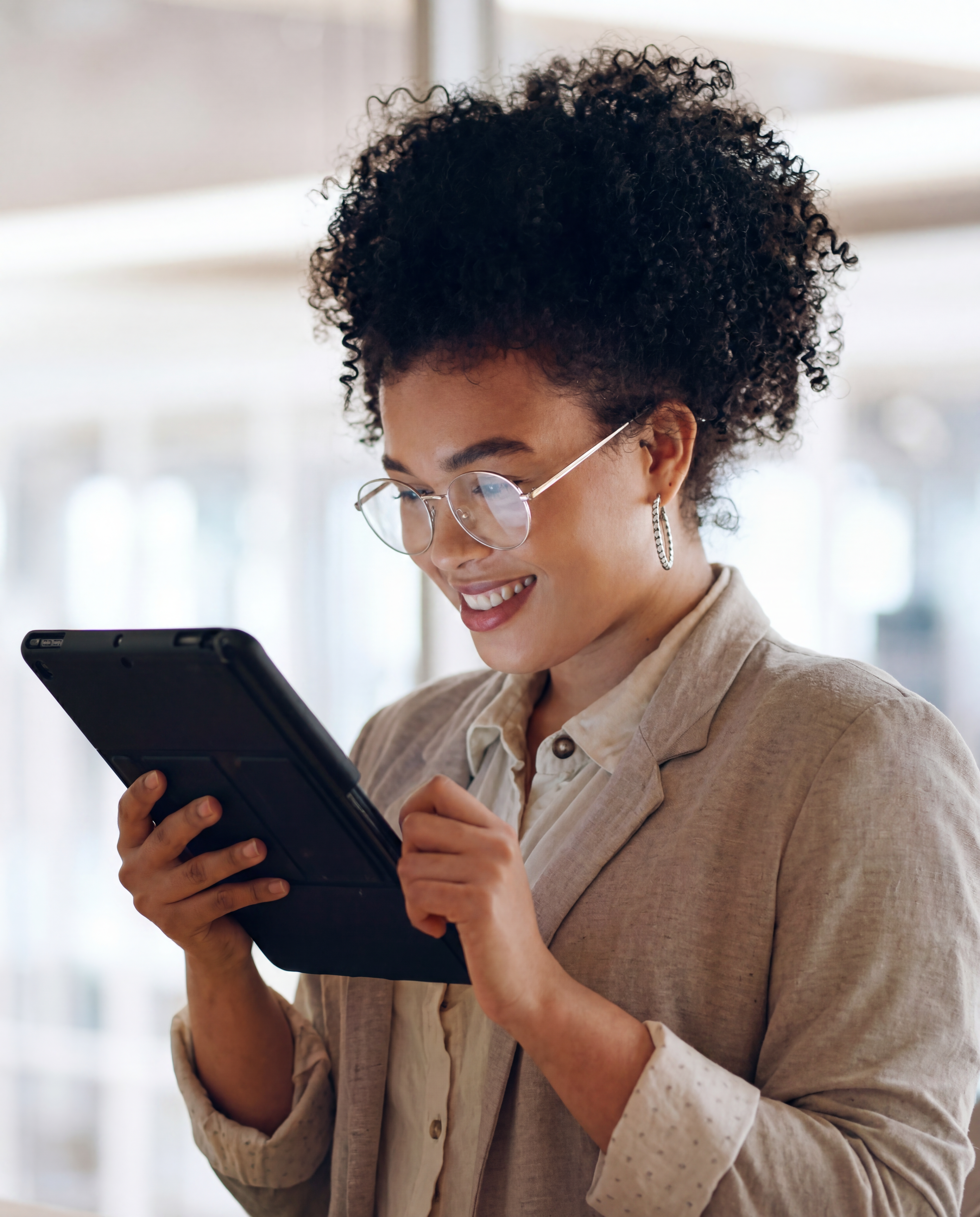 Reviewing inventory on a tablet